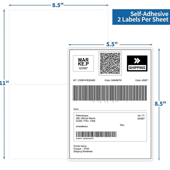 Half Sheets Shipping Labels Sheets 100 Sheets: 200 Labels. Sealed 8.5”x 5.5” - Picture 6 of 7